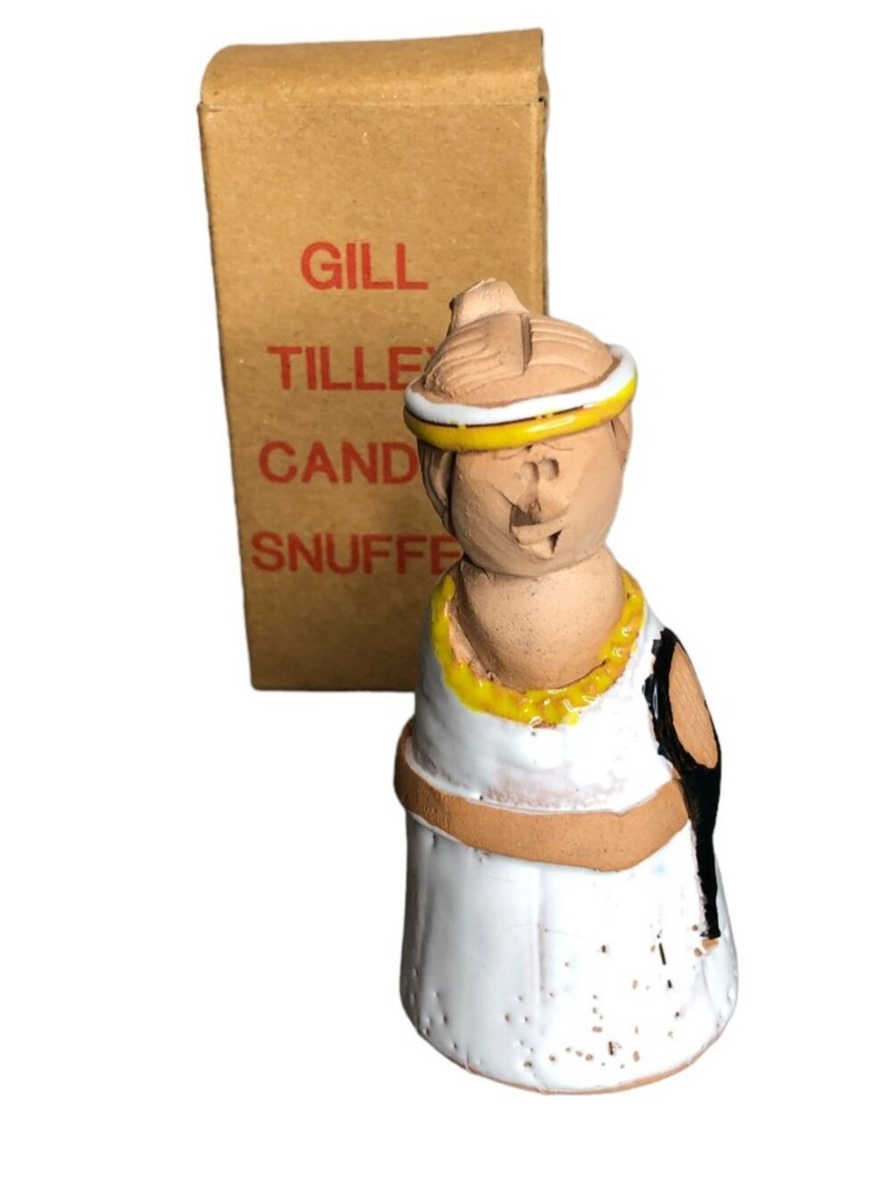 Gill Tilley Candle Snuffer Woman Tennis Player Vintage Clay Folk Art Wales EUC